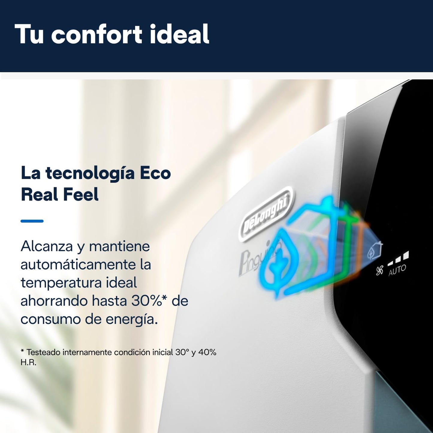 De'Longhi Pinguino PAC EX105+++ Aire Acondicionado Portátil 10.000 BTU/h - EcoRealFeel, A+++, Deshumidificador