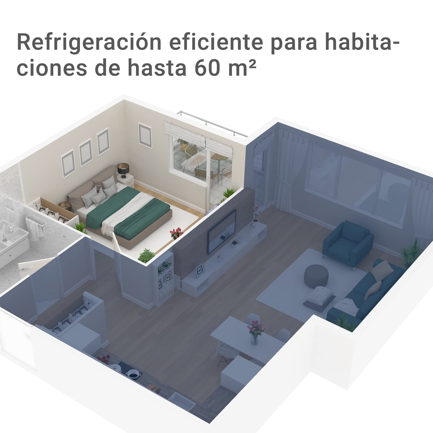 SUNTEC Coolfixx 12000 BTU Aire Acondicionado Móvil Silencioso con App para Habitaciones hasta 60 m²