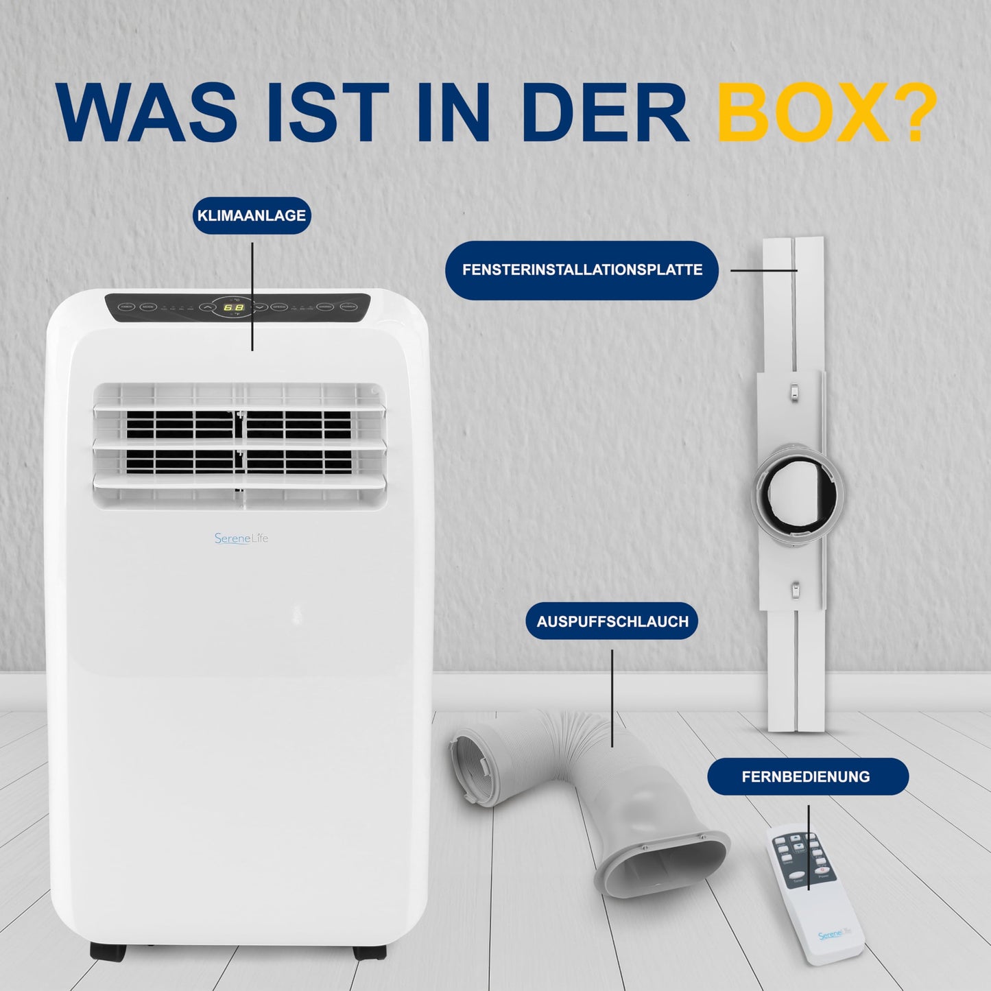 Aire Acondicionado Móvil SereneLife 4 en 1 – 9000 BTU, Con Calefacción y Deshumidificador