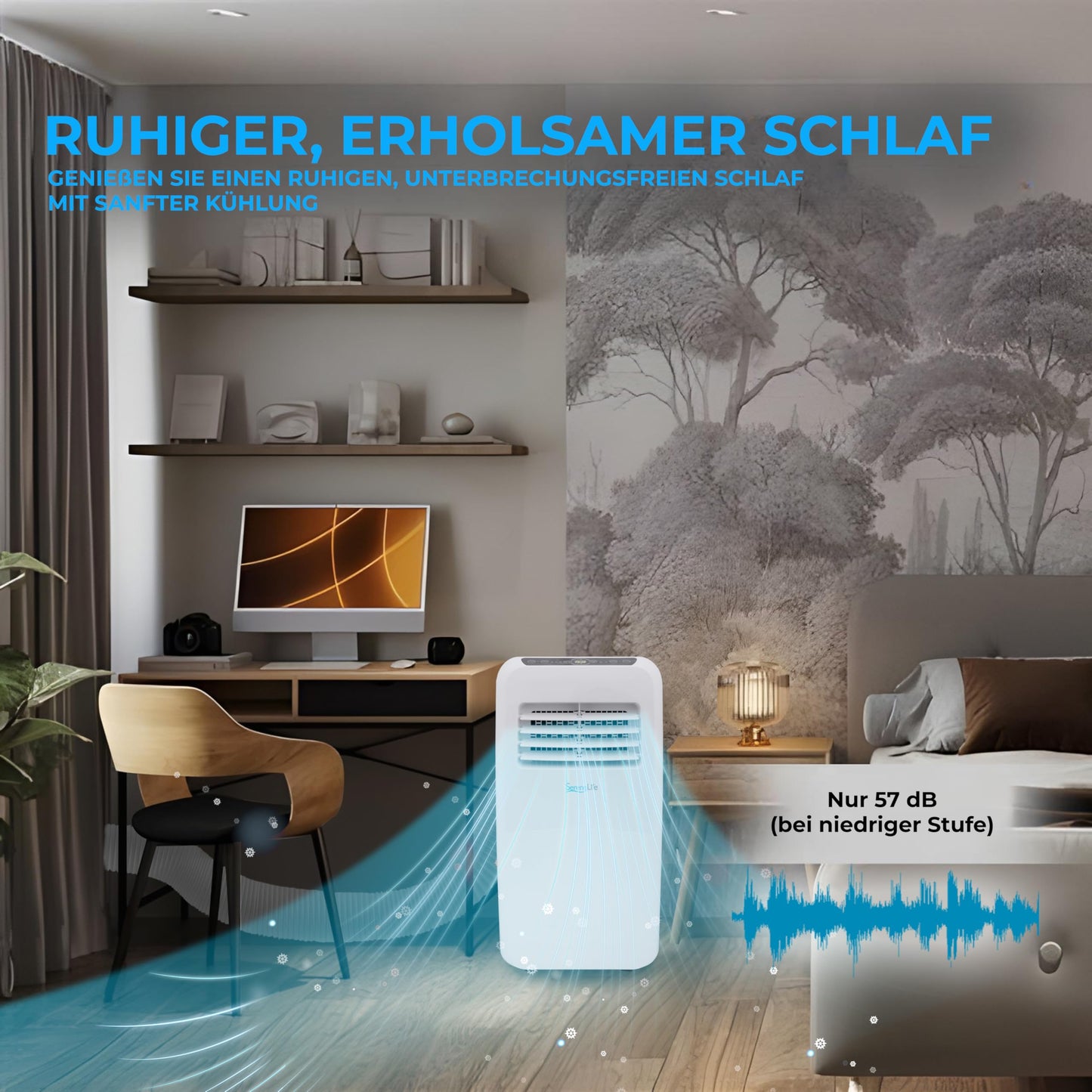 Aire Acondicionado Móvil SereneLife 4 en 1 – 9000 BTU, Con Calefacción y Deshumidificador