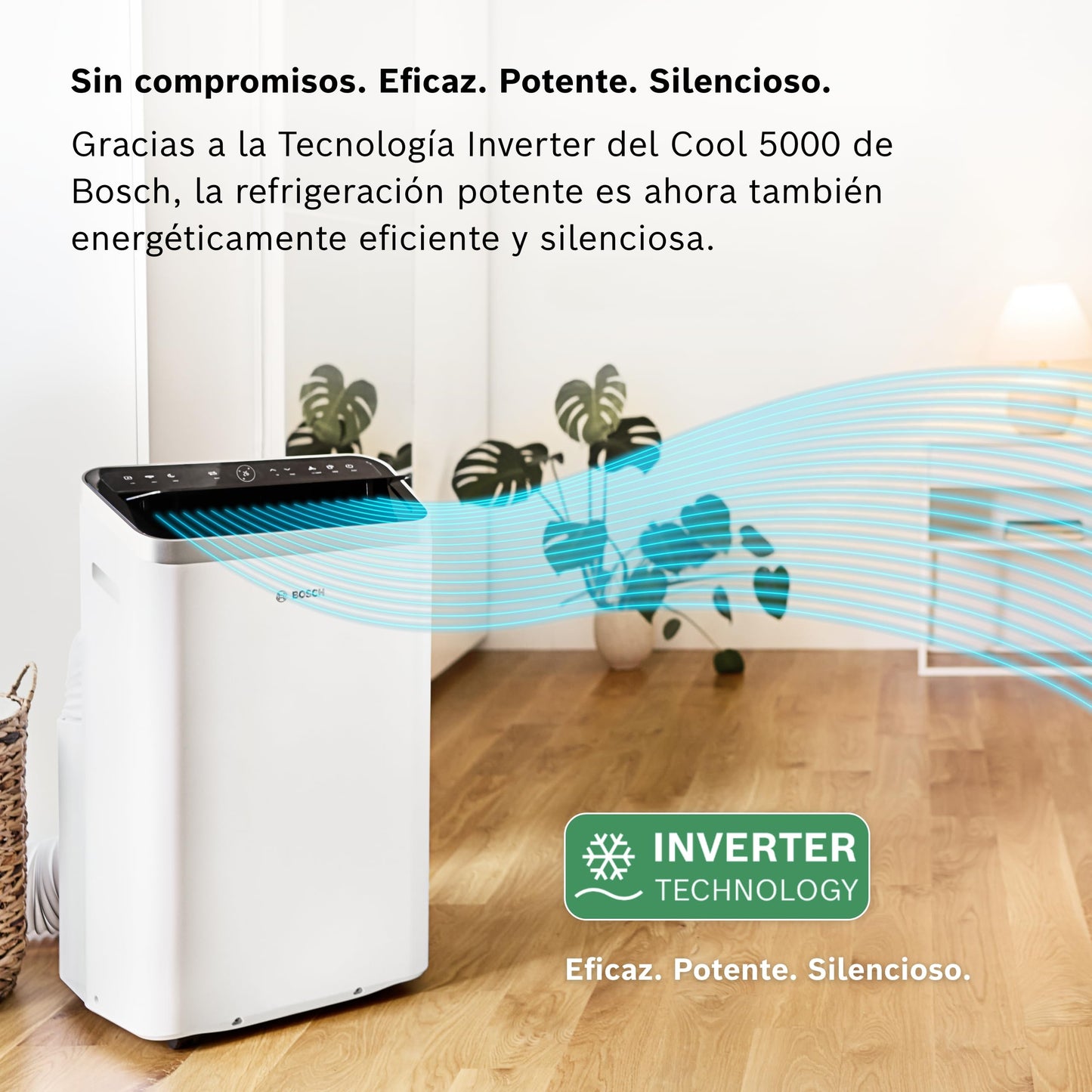 Bosch Cool 5000 Aire Acondicionado Portátil 3 en 1 3,5kW para Habitaciones hasta 35m², Modo Silencioso y Modo Sleep
