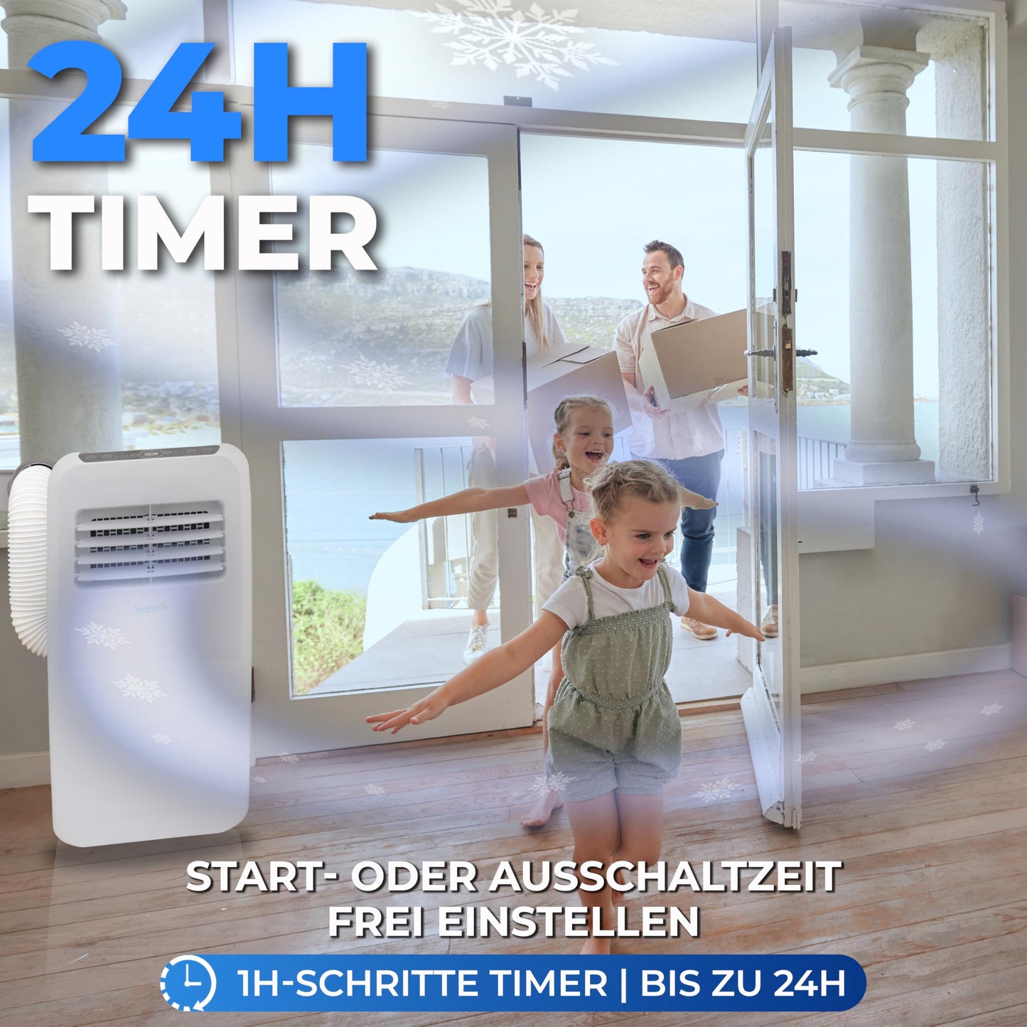 Aire Acondicionado Móvil SereneLife 4 en 1 – 9000 BTU, Con Calefacción y Deshumidificador