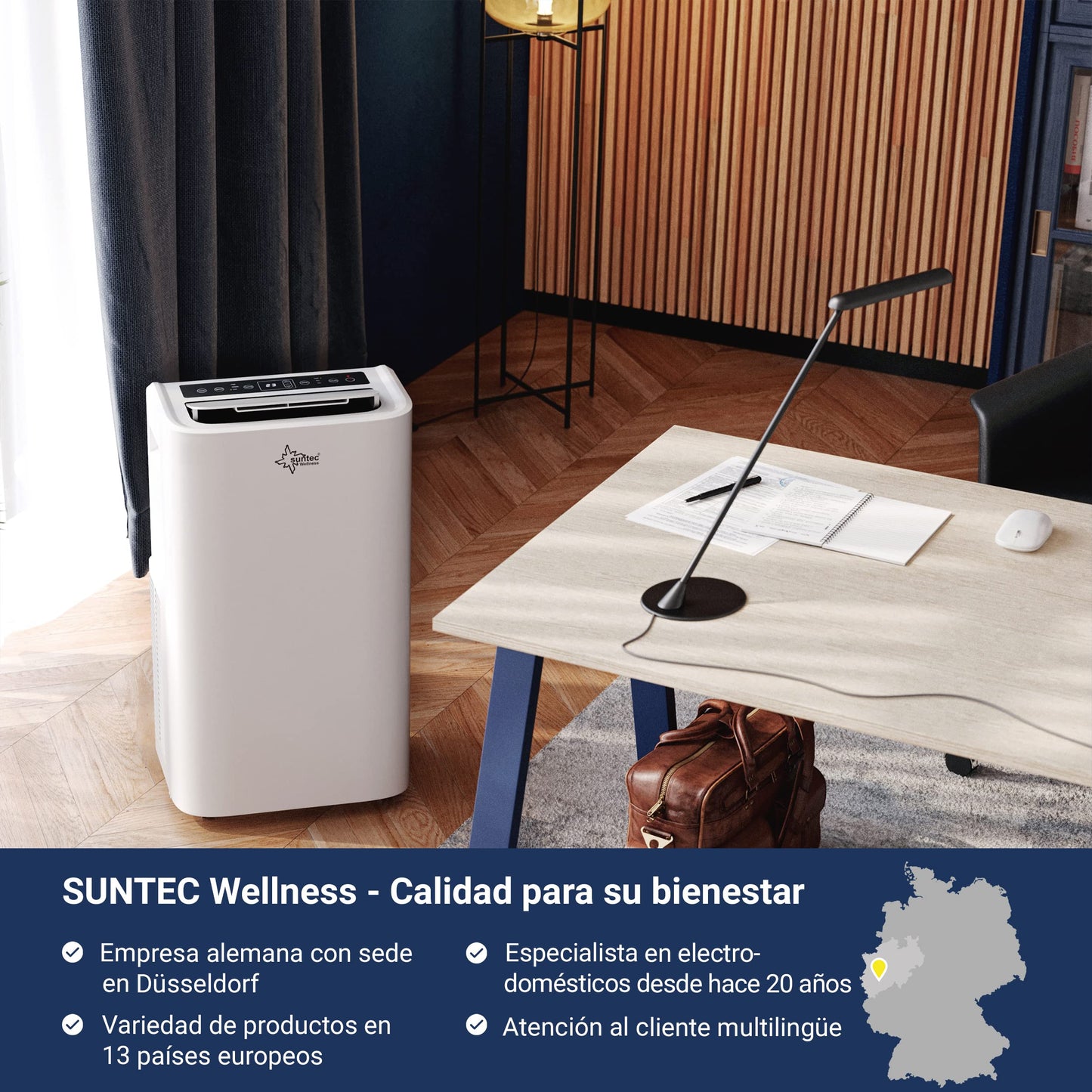 SUNTEC Coolfixx 12000 BTU Aire Acondicionado Móvil Silencioso con App para Habitaciones hasta 60 m²